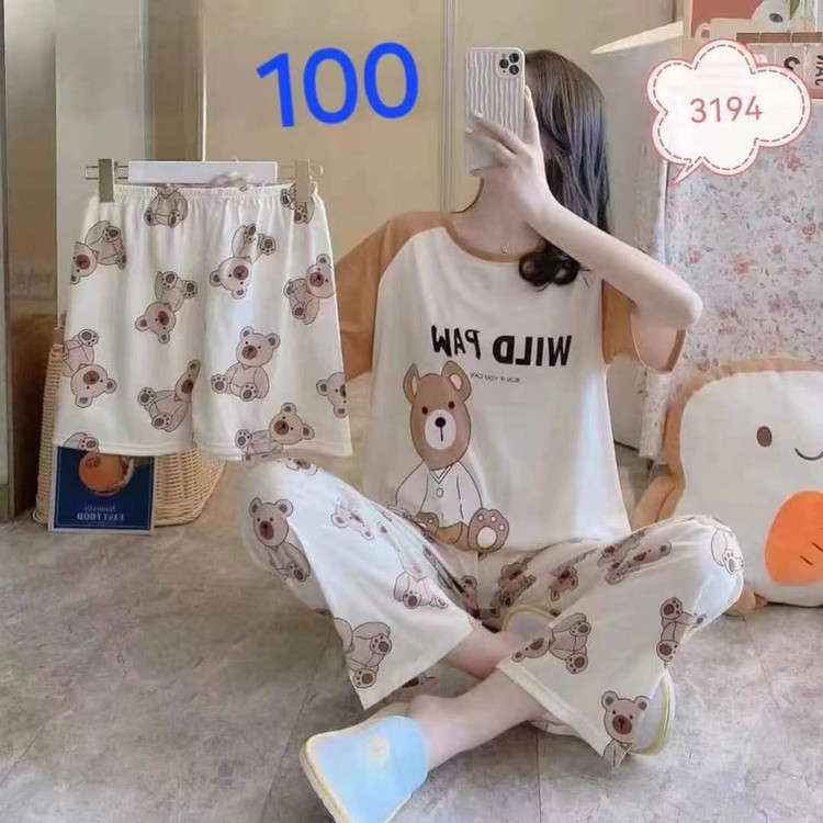 ست سه تیکه زنانه و دخترانه وارداتی (بلوز+شلوار+شورتک)